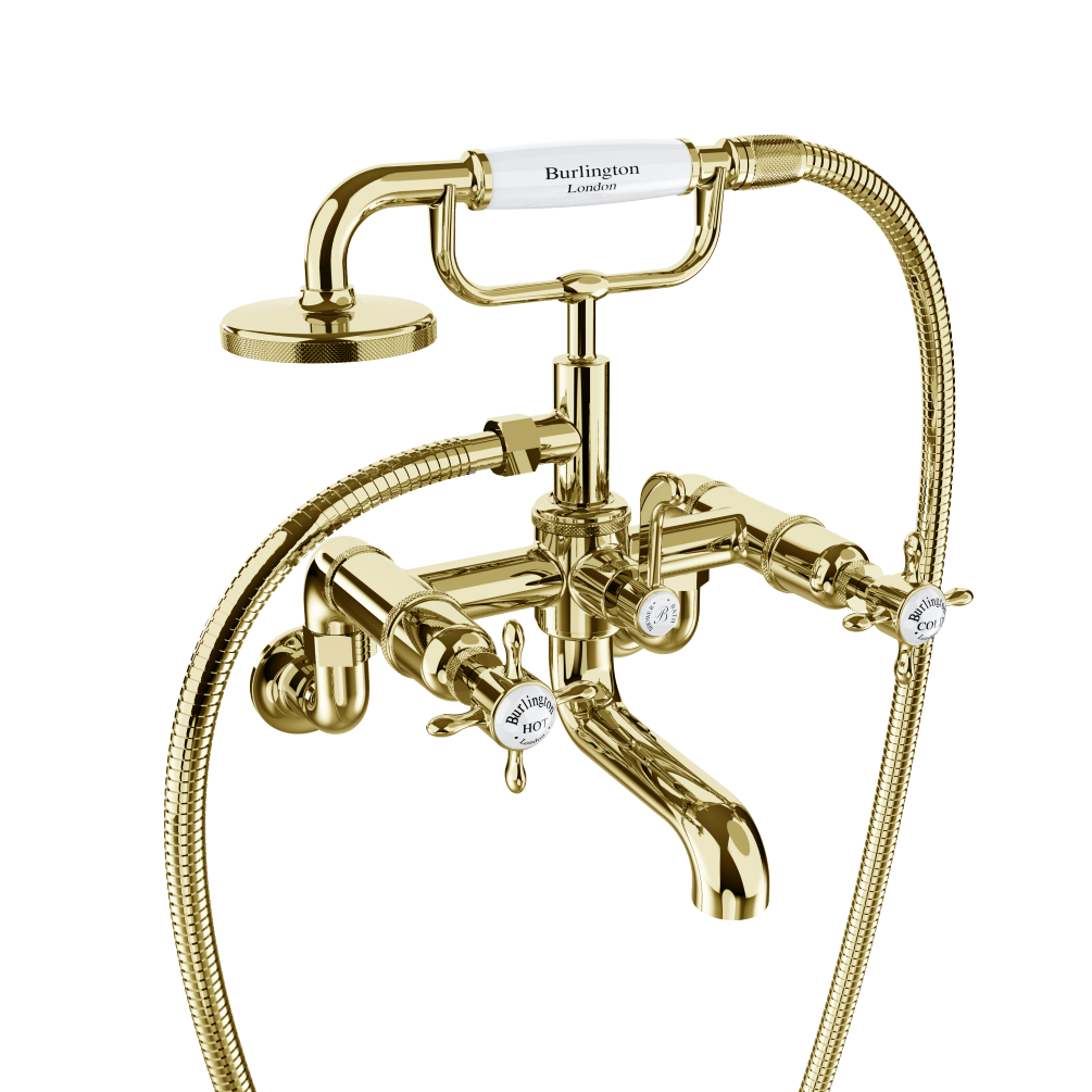 Cut out image of Burlington Guild Wall Mounted Gold Bath Shower Mixer